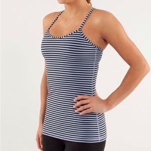 Lululemon size 6 Power Y tank top striped black purple